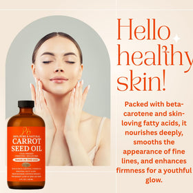 Pomberries Carrot Seed Oil hair application closeup shows natural shine.