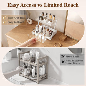 Pomohome bottom drawer stores brushes and small items neatly.