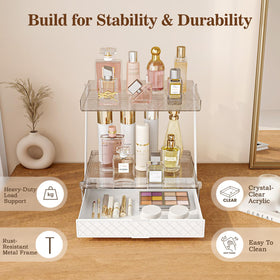 Pomohome vanity display fits bathroom counters with clear style.