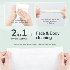 POMPOM LIFE disposable towel demonstrates high absorbency for quick cleansing.