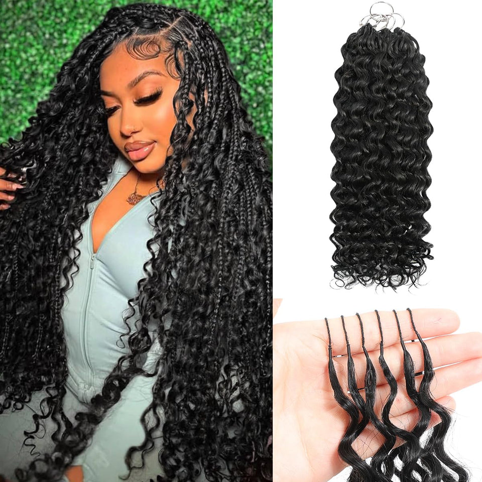PONADIA 18-inch deep wave crochet hair for natural blend and movement.