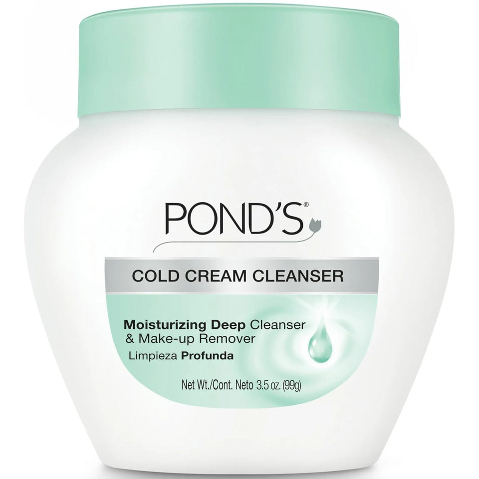 Pond's Cold Cream Cleanser bottle pour for easy makeup removal and moisturized skin.