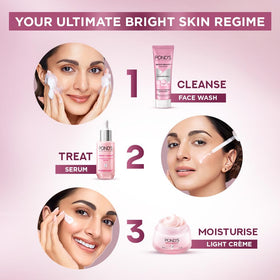 POND’S serum application shown during morning and evening skincare steps.