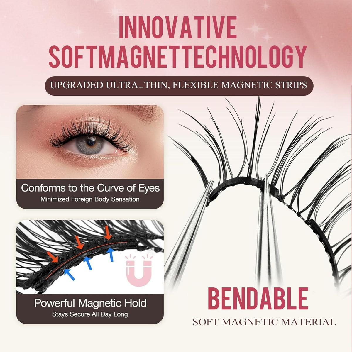 Pooljoy Hunnyfit comfortable lashes conform to the eye contour for all-day wear.