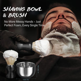 POP MODERN.C shaving brush in use for luxurious lather.