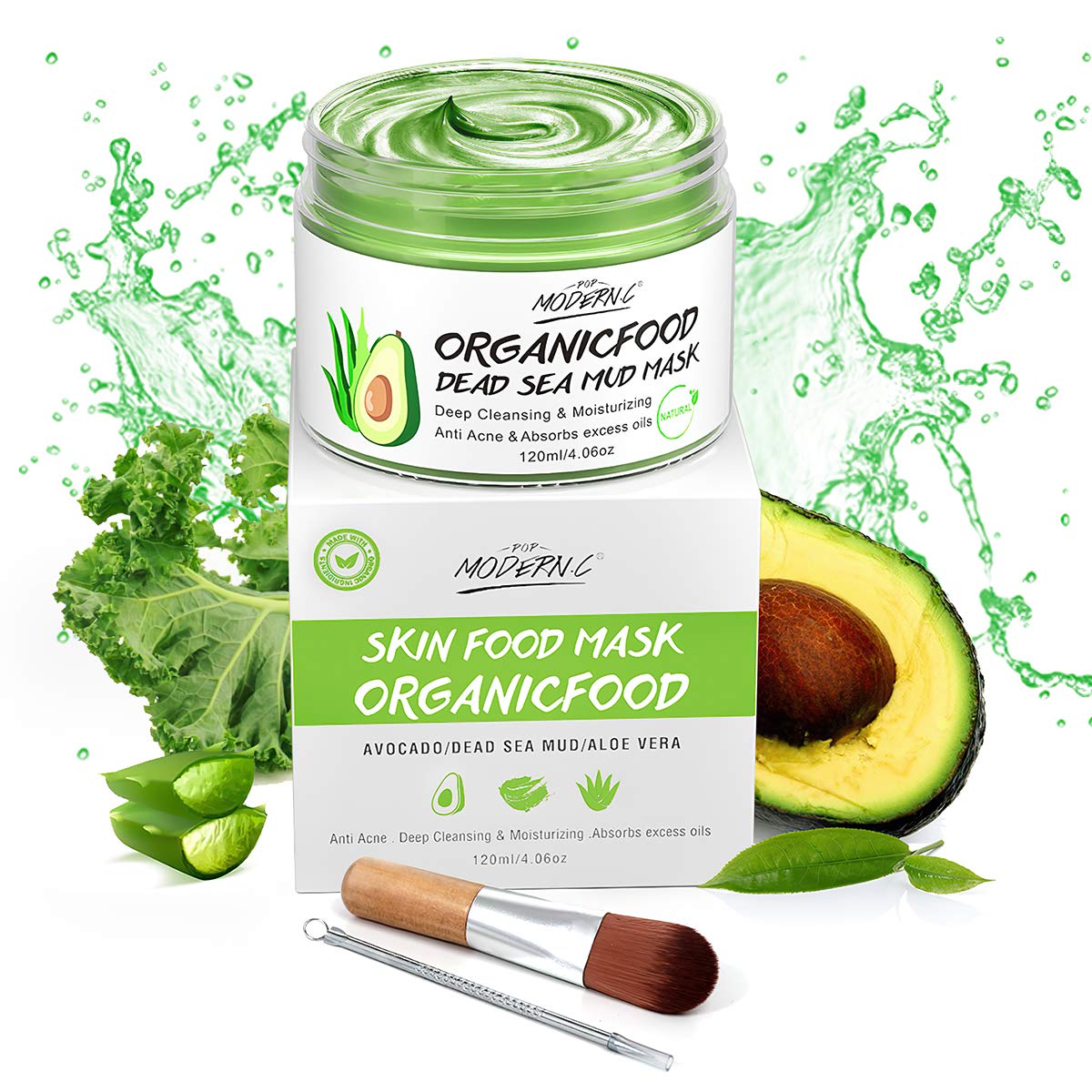 POP MODERN.C avocado clay mask texture close-up for deep cleansing and hydration