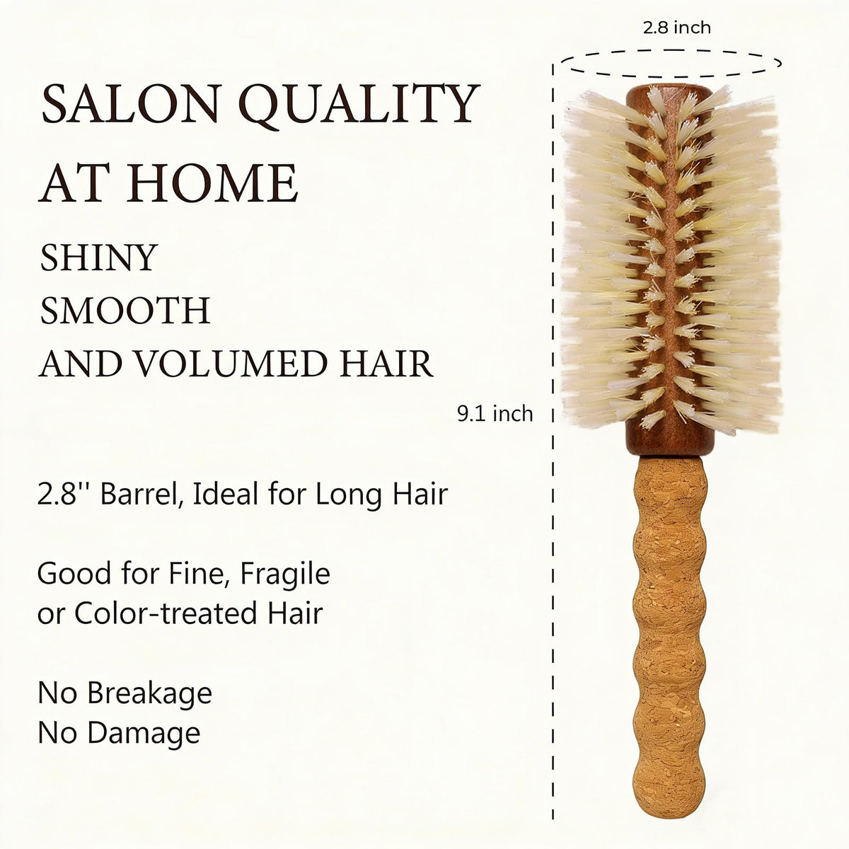 Popcode cork-handle round brush offers lightweight comfort for effortless styling
