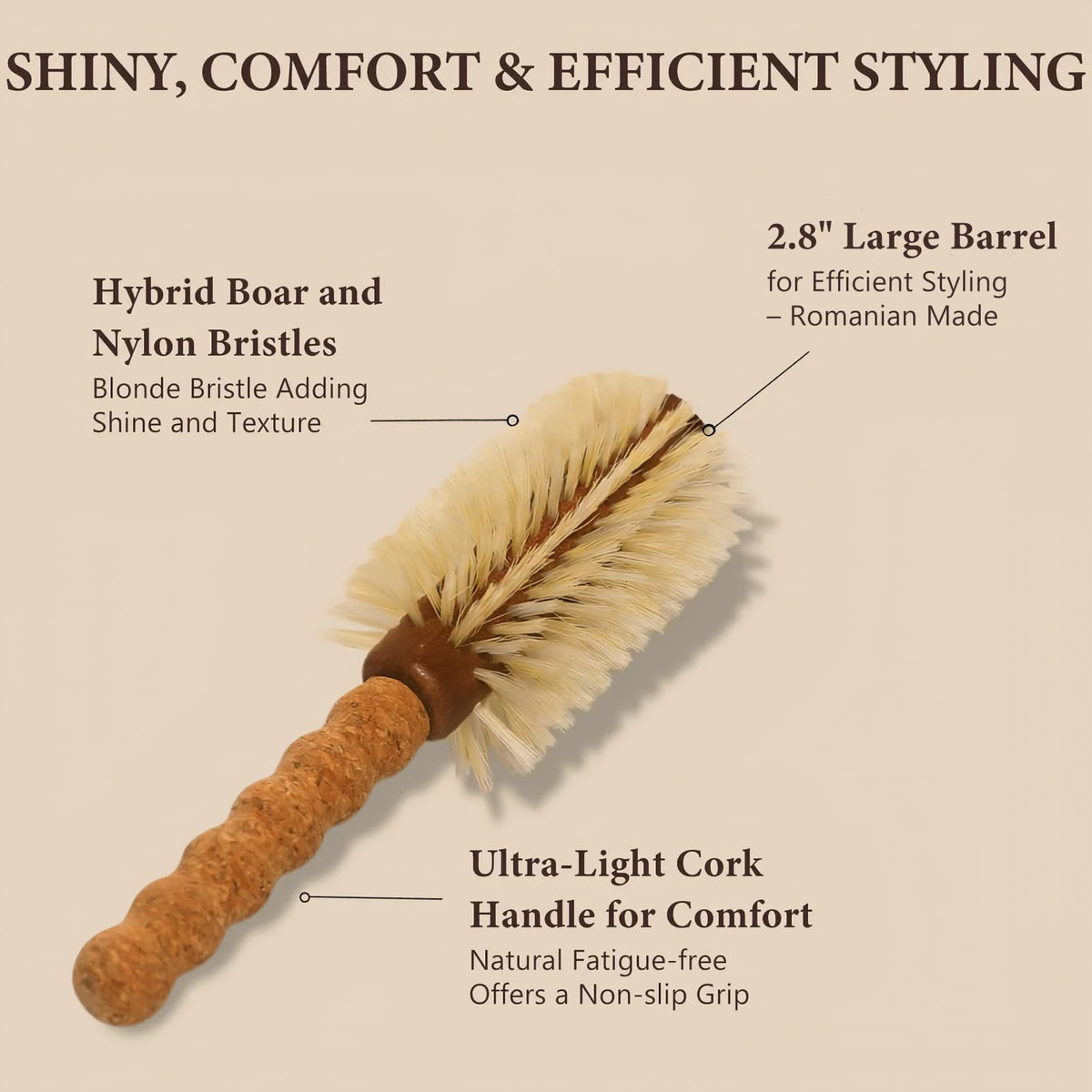 Popcode round brush delivering salon-like results with smooth glide on hair