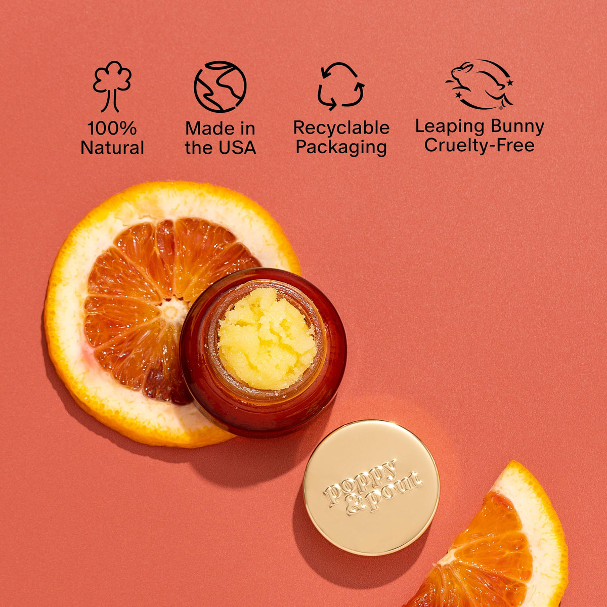 Poppy & Pout cruelty-free label on recyclable jar