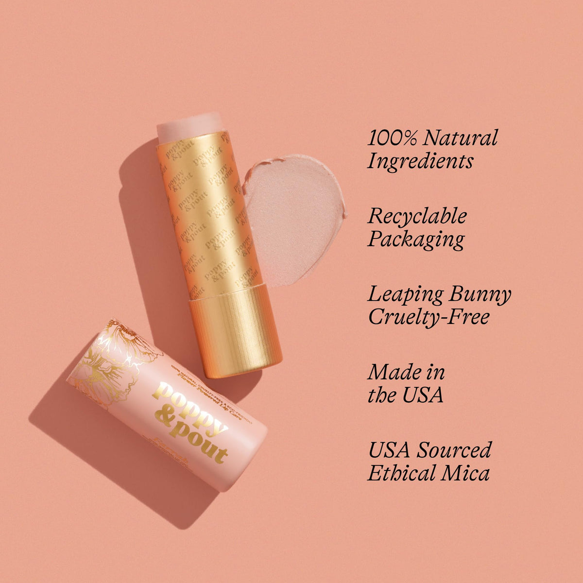 Poppy & Pout Farrah packaging in recyclable cardboard tube, eco-friendly design.