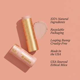 Poppy & Pout Farrah packaging in recyclable cardboard tube, eco-friendly design.