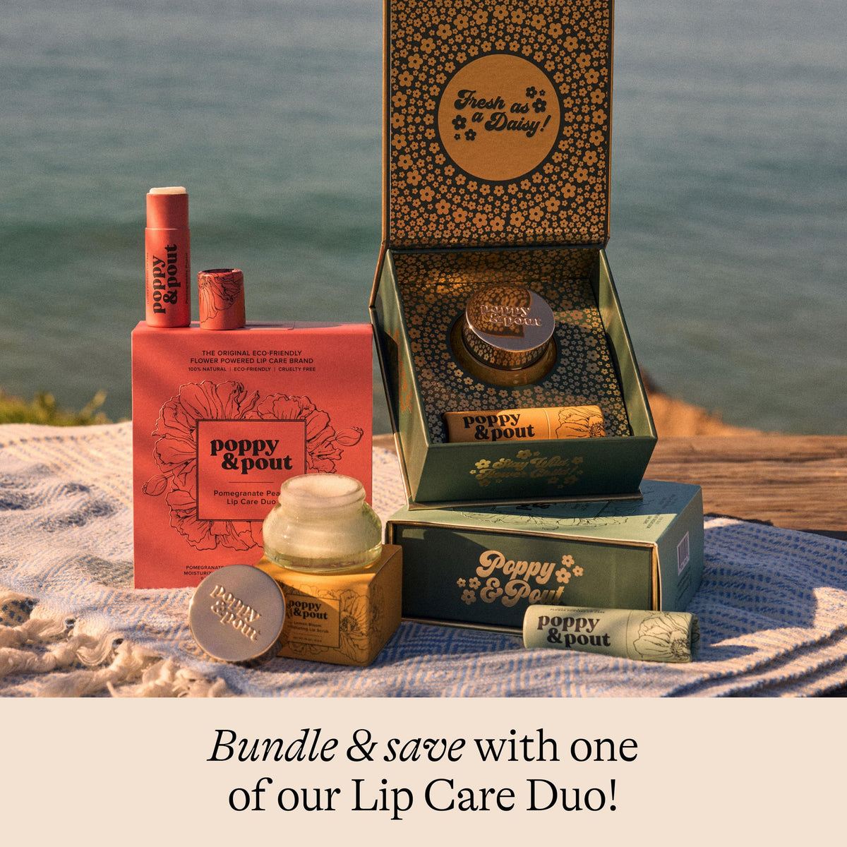 Poppy & Pout handcrafted Idaho lip scrub in studio setting