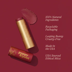 Poppy & Pout Penny Lip Tint hand-filled for precise, creamy color.
