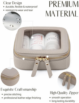 Popvibe Clear Makeup Bag stone color side view showing compact size