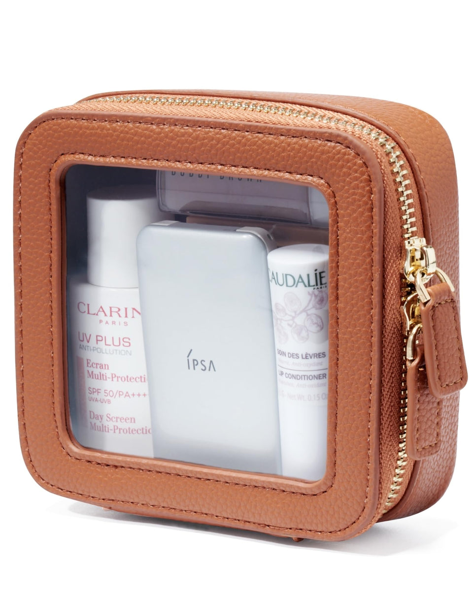 Popvibe Clear Makeup Bag with transparent panel for quick access and easy visibility.