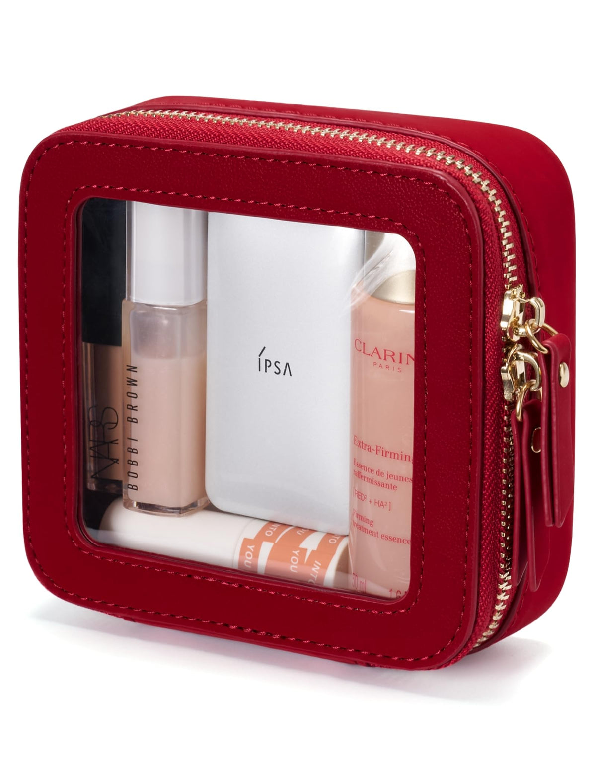 Popvibe Clear Makeup Bag with transparent panel for quick visibility of daily essentials.