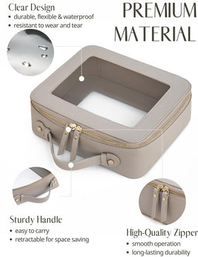Popvibe Clear Makeup Bag zipper detail highlights smooth closure and secure organization.