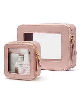Popvibe Clear Makeup Case front view for quick access and easy visibility.