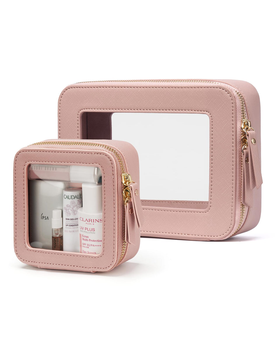 Popvibe Clear Makeup Case front view for quick access and easy visibility.