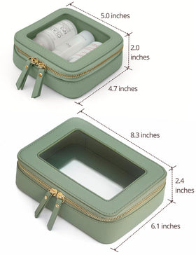 Popvibe clear makeup case medium sage green offers ample space for daily cosmetics.