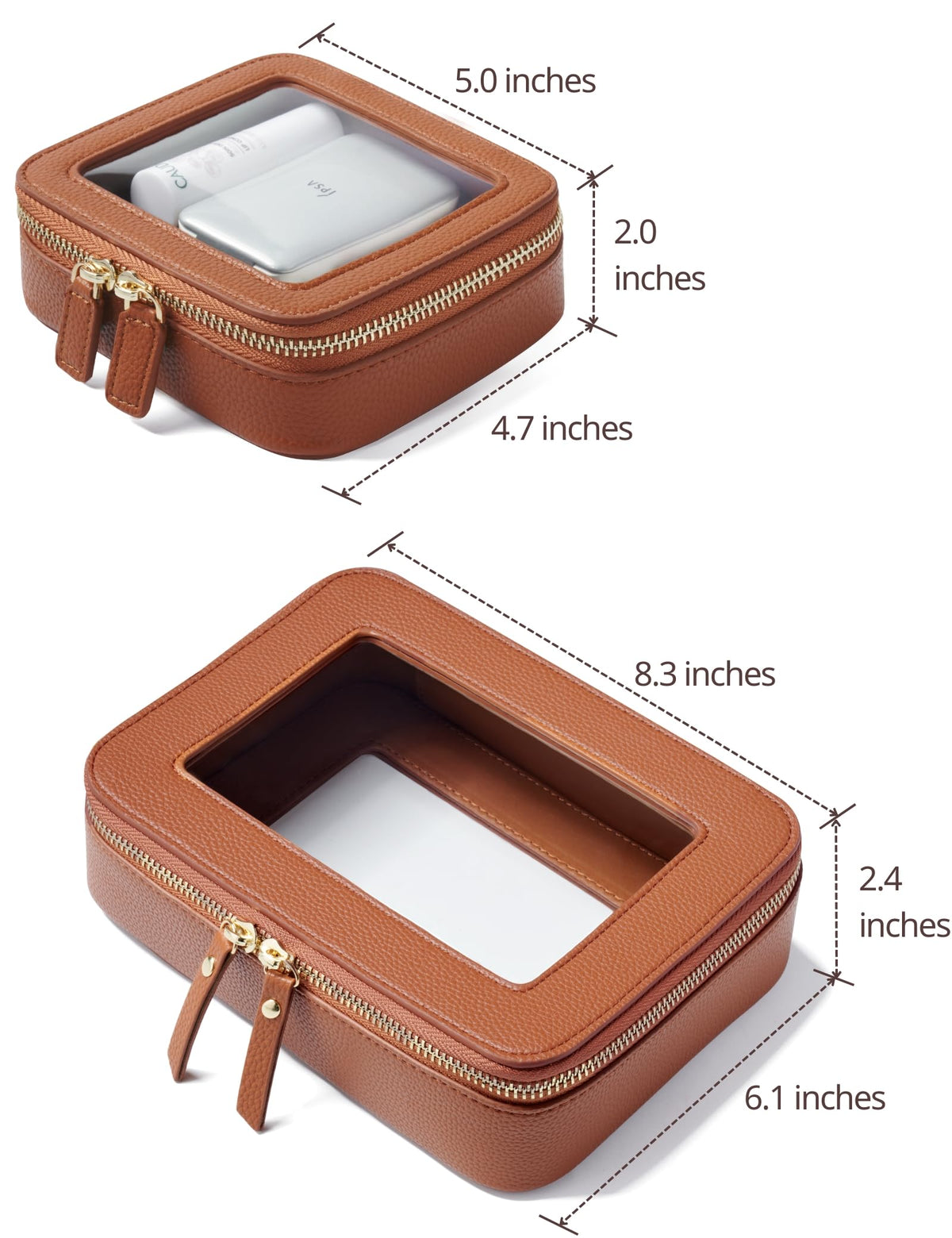 Popvibe clear makeup case medium open view facilitates packing.