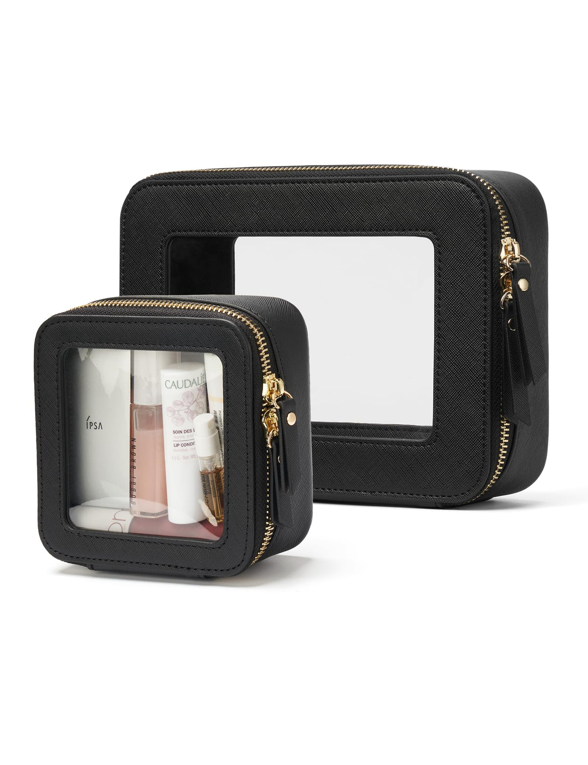Popvibe clear makeup case mini-set shown for travel with easy packing