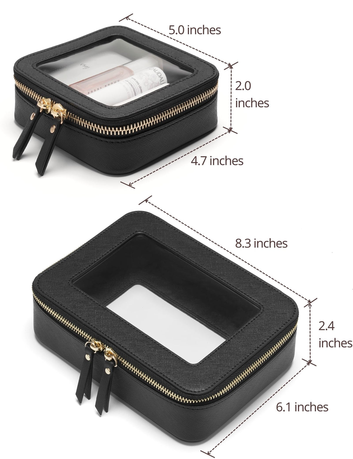 Popvibe clear makeup case visibility panel demonstrates quick access to essentials
