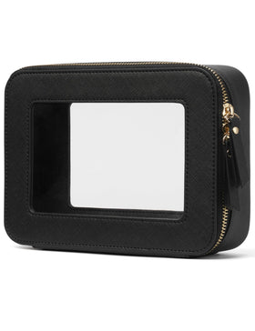 Popvibe Clear Makeup Case with zipper for quick access during travel.