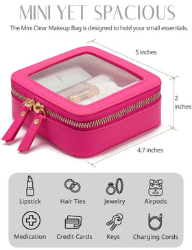 Popvibe compact pink makeup bag shown in a purse for easy on-the-go organization.