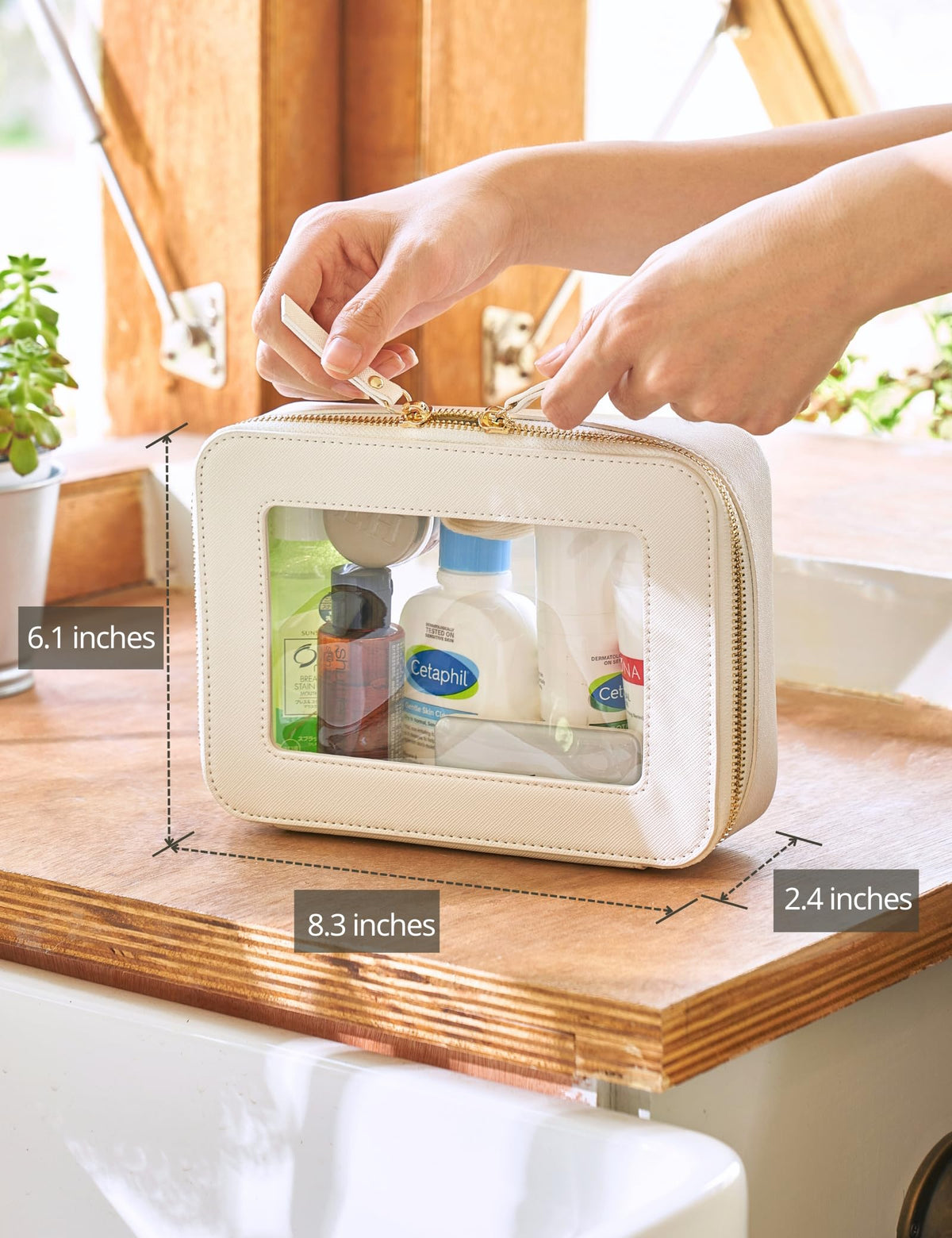 Popvibe Compact Travel Make Up Bag fits purses and carry-ons.