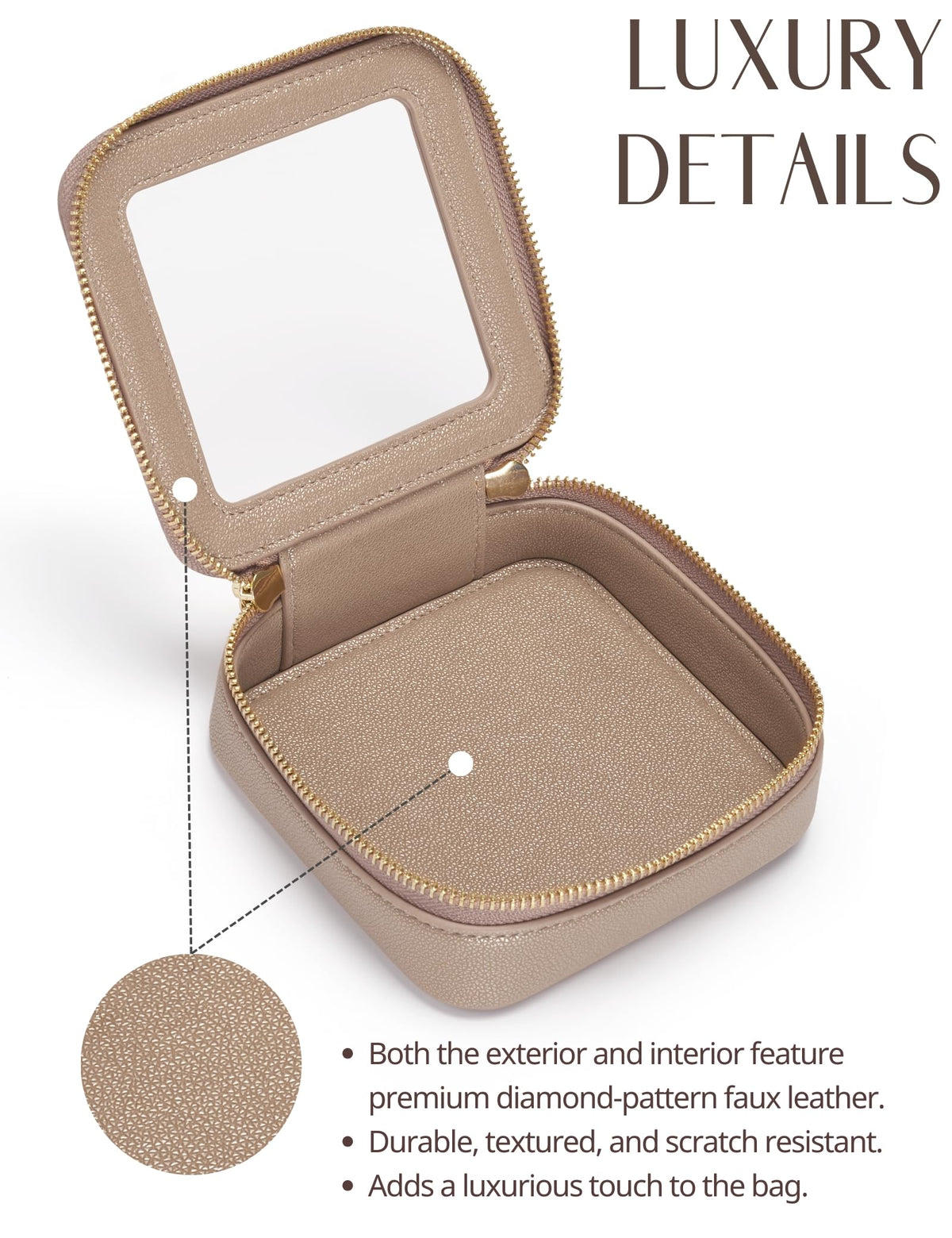 Popvibe gold-tone hardware adds a luxe touch to the cosmetic bag.
