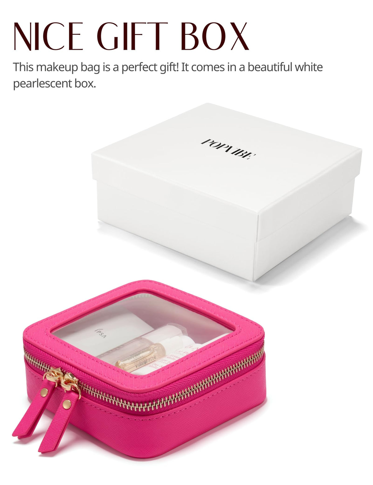 Popvibe 5'' x 4.7'' x 2'' mini bag fits in purses, backpacks, and totes.