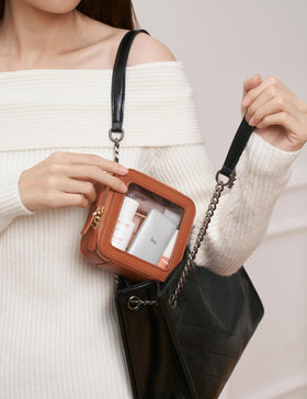 Popvibe mini makeup bag sized for daily essentials like lip balm and hair ties.