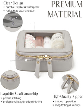 Popvibe saffiano leather makeup bag, premium and scratch resistant.