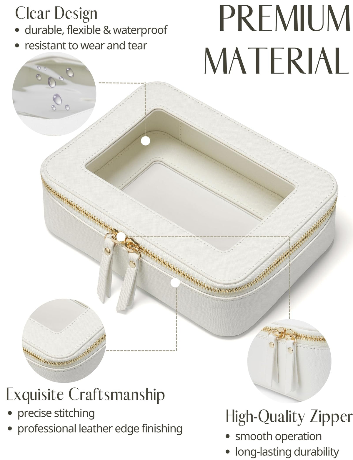 Popvibe saffiano faux leather exterior offers durable, easy-to-clean protection.