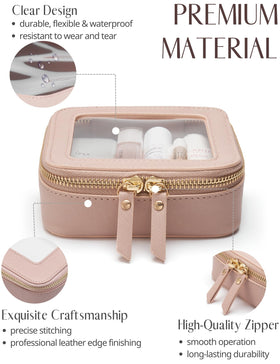 Popvibe saffiano leather mini cosmetic case offers durable storage.