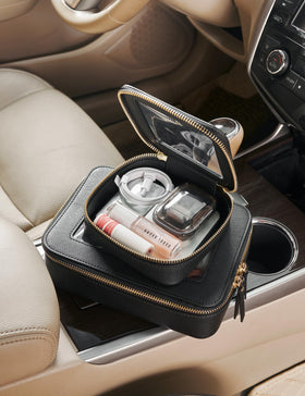 Popvibe saffiano leather outer shows durable, scratch-resistant construction for daily use