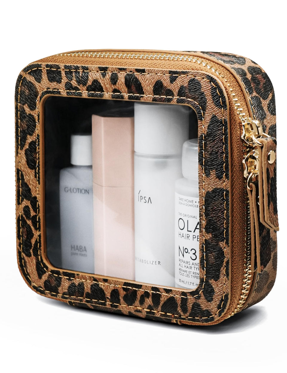 Popvibe small makeup bag clear front view for quick access to essentials.