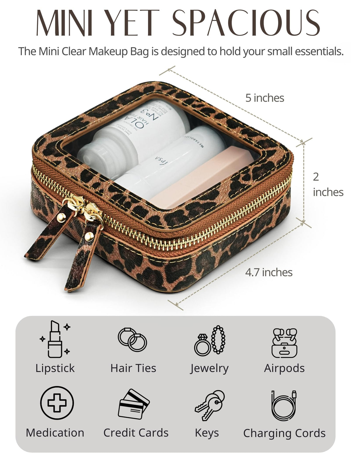 Popvibe small makeup bag travel essentials inside for on-the-go touch-ups.