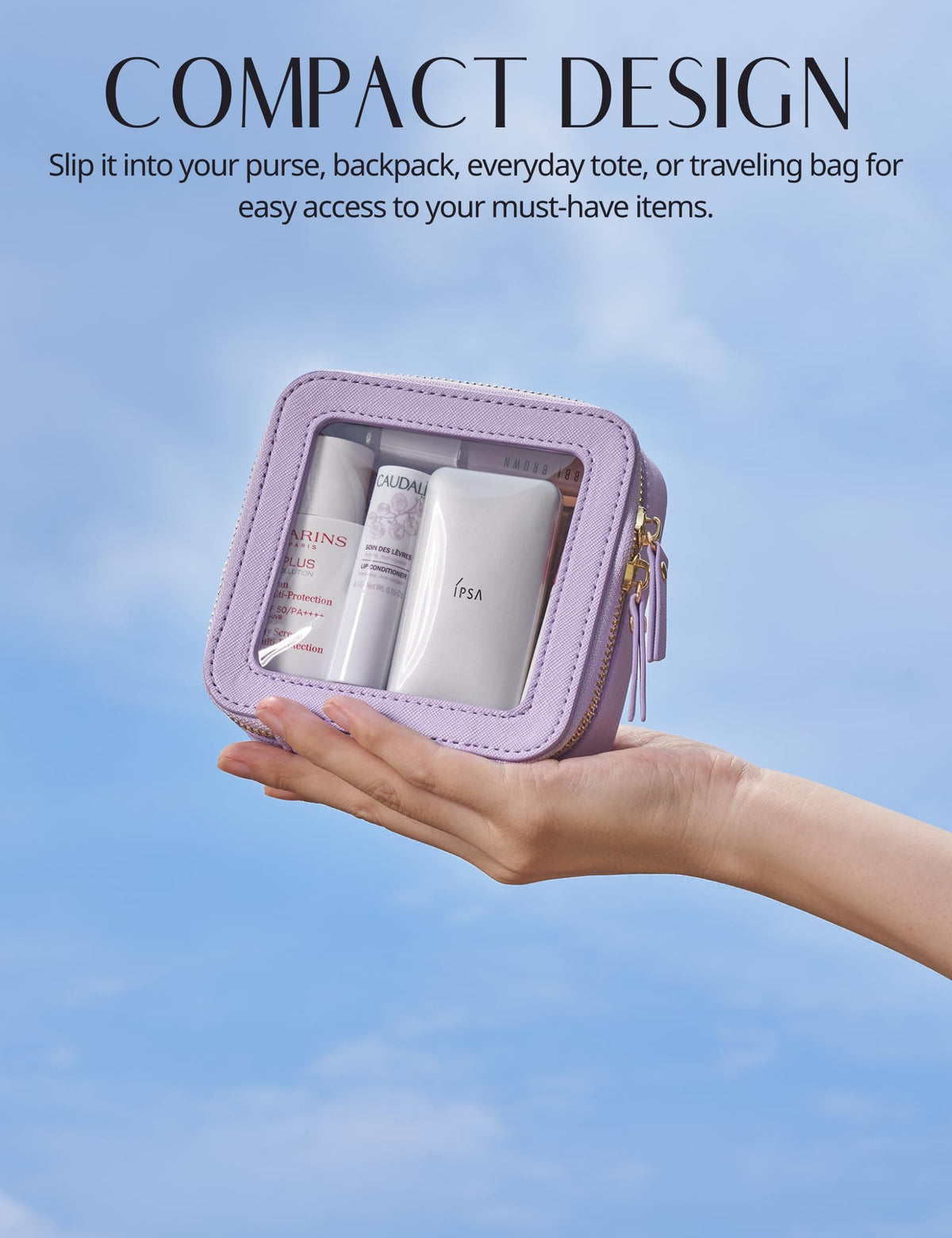 Popvibe zipper closure keeps items secure while sliding into bags or purses.