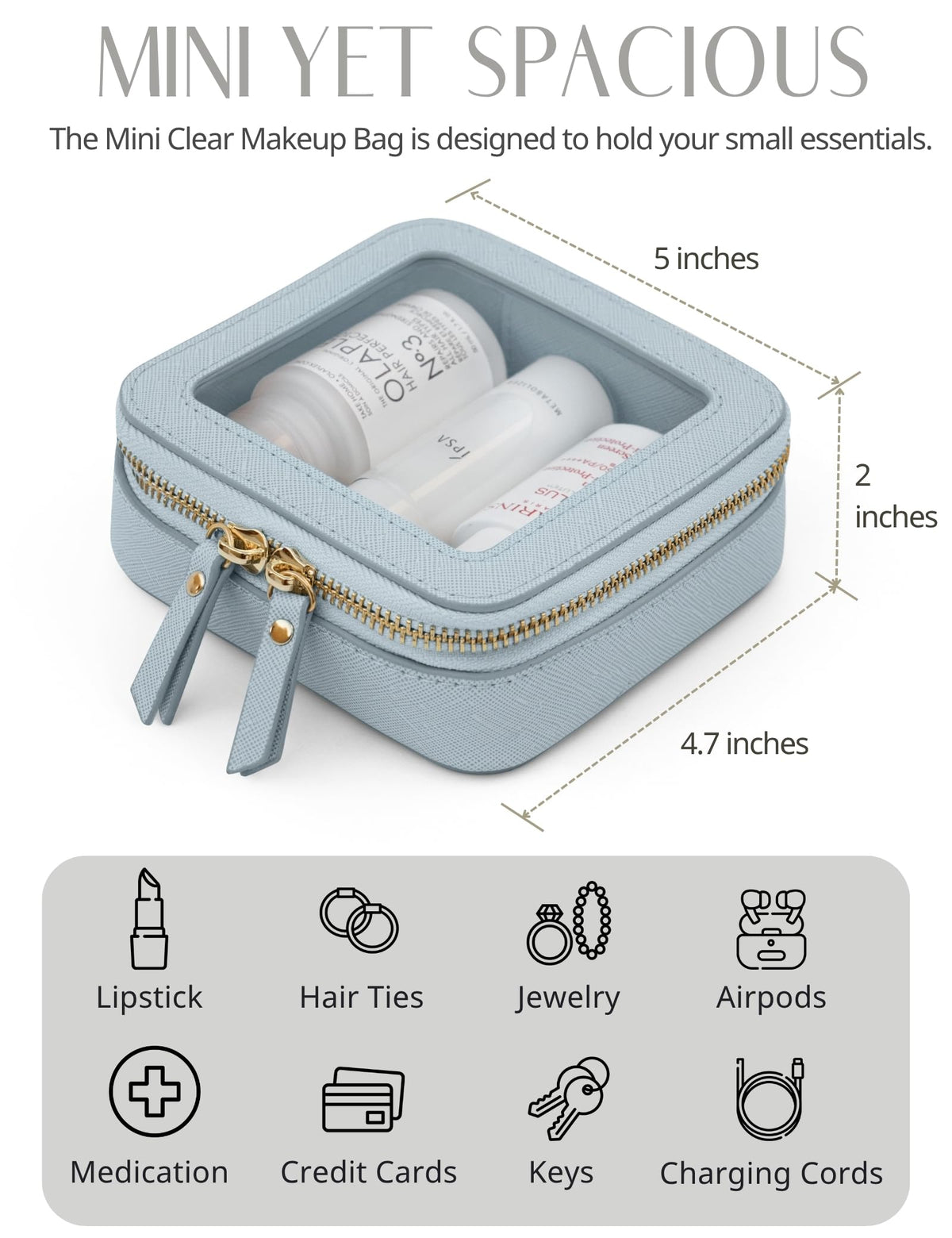Popvibe Zipper closure on compact makeup bag for secure storage