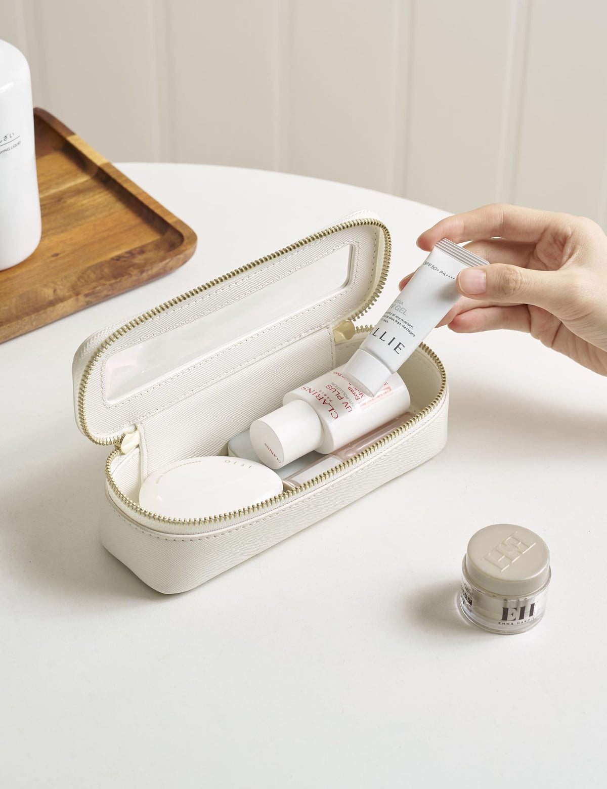 Popvibe Waterproof Mini Cosmetic Case protects contents during travel.