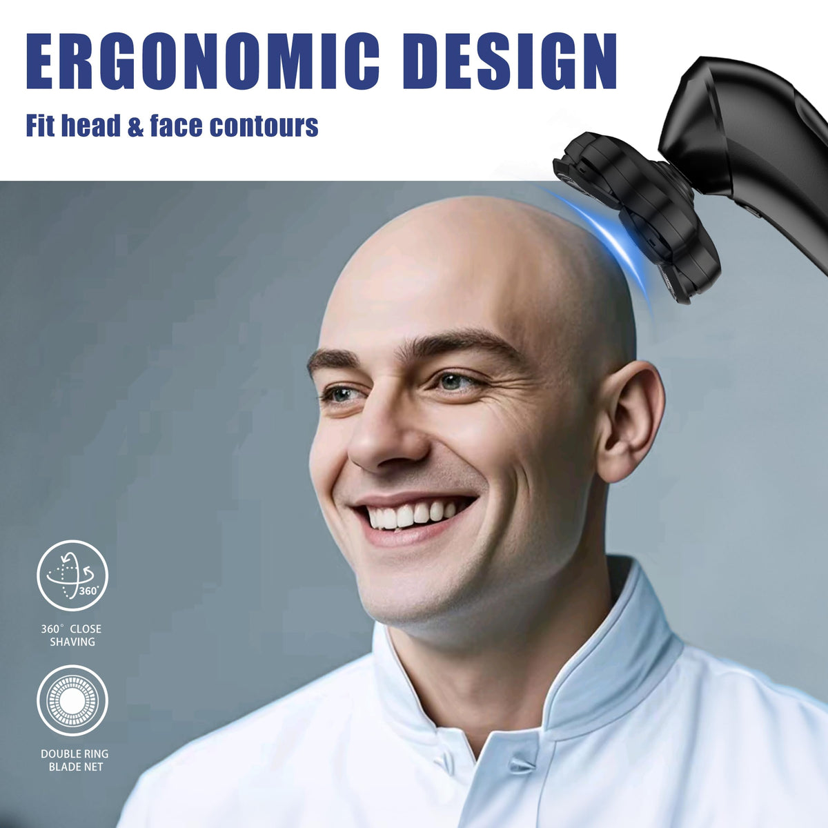 PORIPORI double-ring net protects skin during close shaves.