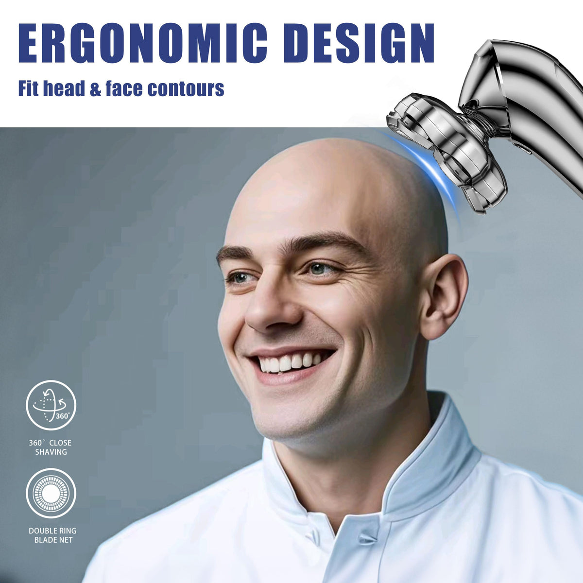 Poripori stainless steel blade with double ring net for comfortable trimming.