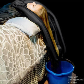 Portabelles water barrier tubes prevent splash near the chair or tub.