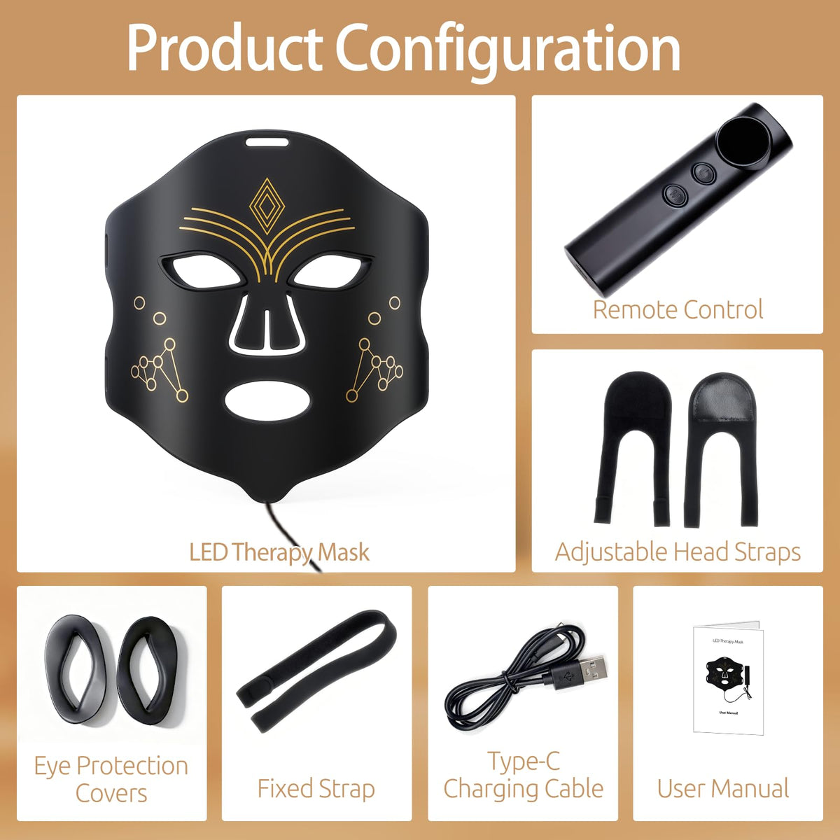 PORTBOR USB C powered LED mask for home and travel
