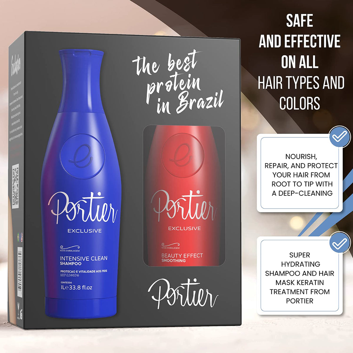 Portier Exclusive Anti-frizz emollient nourishes color-treated hair with vitamins.