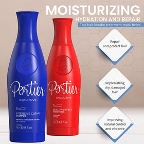 Portier Exclusive Smoothing Conditioner realigns the cuticle for softer hair.
