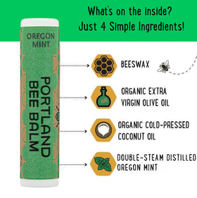 Portland Bee Balm organic-oils detail emphasizes pure ingredients for gentle care.