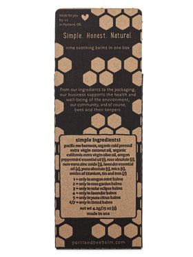 Portland Bee Balm packaging layout highlights minimal natural ingredients for lip care